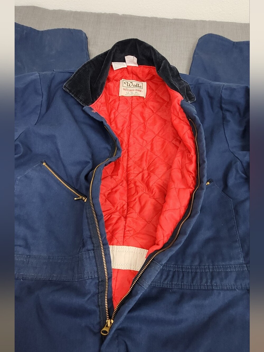 Vintage Walls Blue Blizard Pruf Made In USA Zip Up Bib/ Insulated Suit. XL REG. - Picture 6 of 14